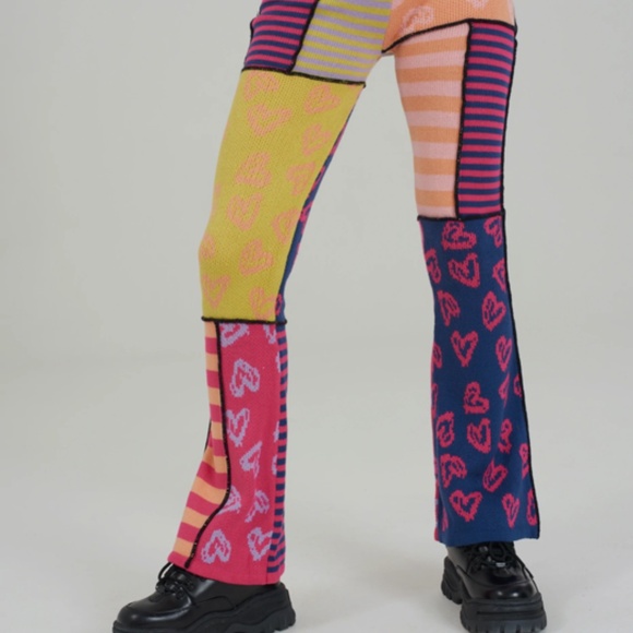 The Ragged Priest Pants - THE RAGGED PRIEST WOMENS PANTS KNIT PATCHWORK WORK SMALL